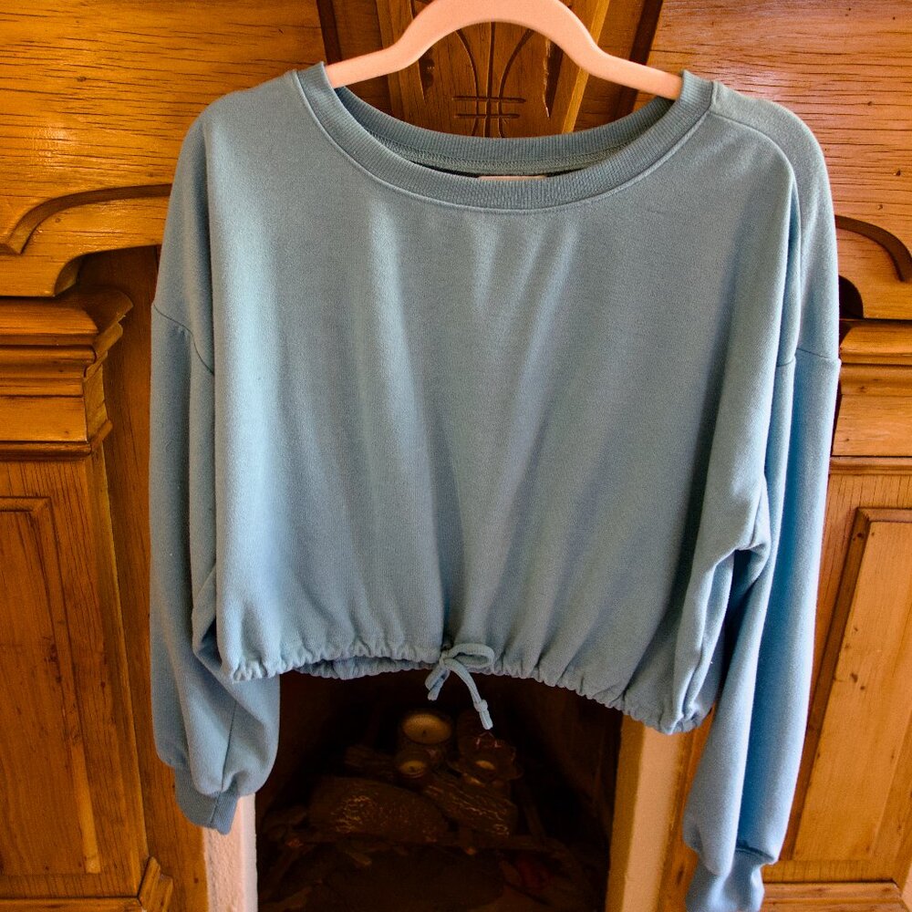 Abound Cozy Time Drawstring Hem Sweater - Color: Teal Dolphin - Size: M